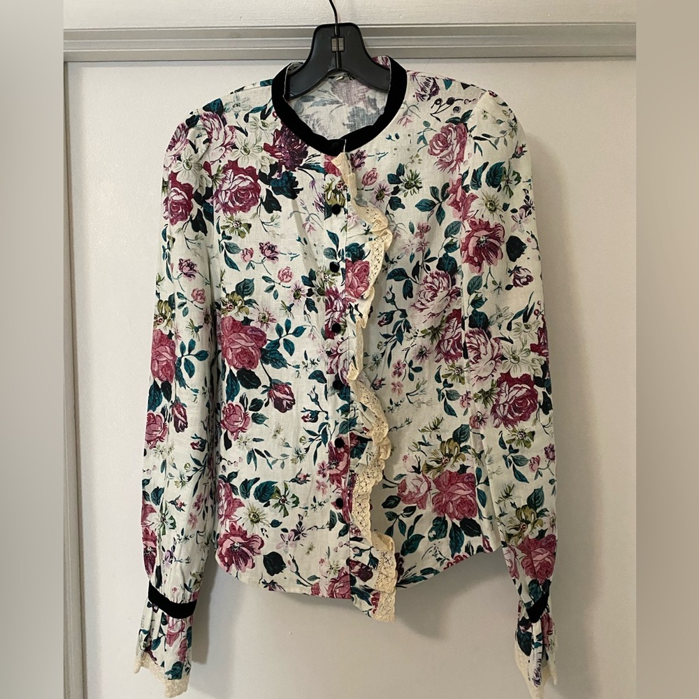 Manoush floral print linen blouse
